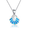 Blue Opal Shell Chain Necklace