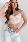 Bead Mesh Long Sleeve Top