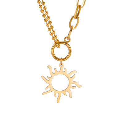 Clavicle Chain Sun Pendant Necklace