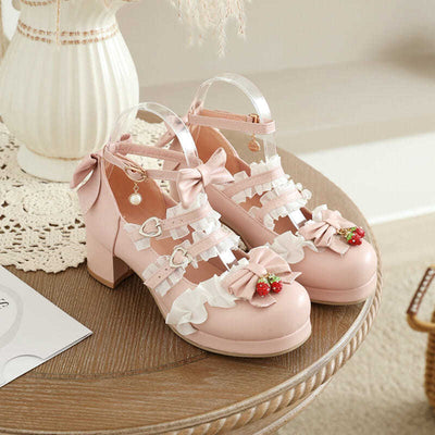 Fashion Lace Bow Middle Heels