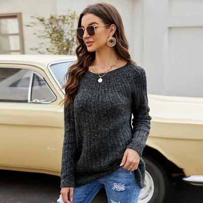 Lace-up O-neck Sweater