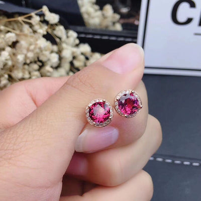 Crystal Mg Al Garnet Earrings