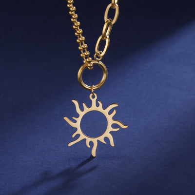 Clavicle Chain Sun Pendant Necklace