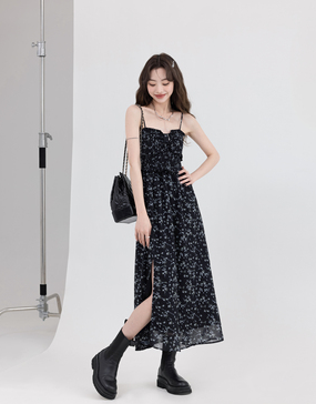 Minimalist Floral Long Dress