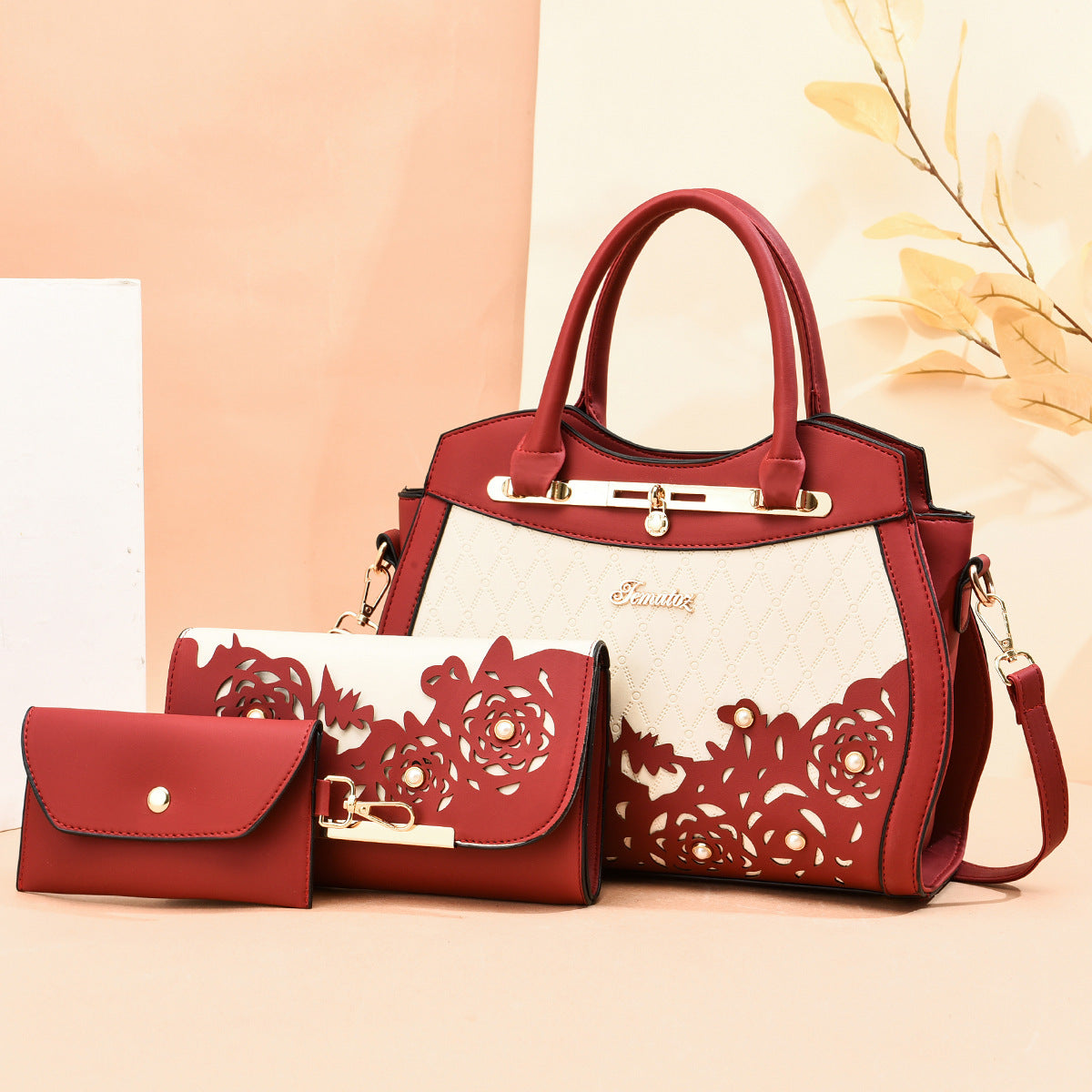 Three-piece Leather Handbag