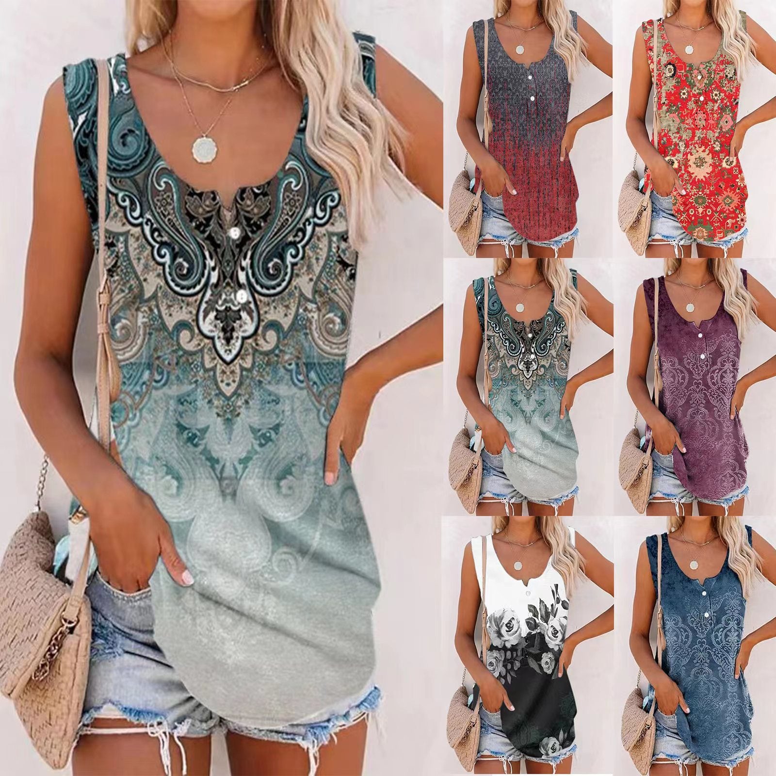 Printed Loose Casual Vest