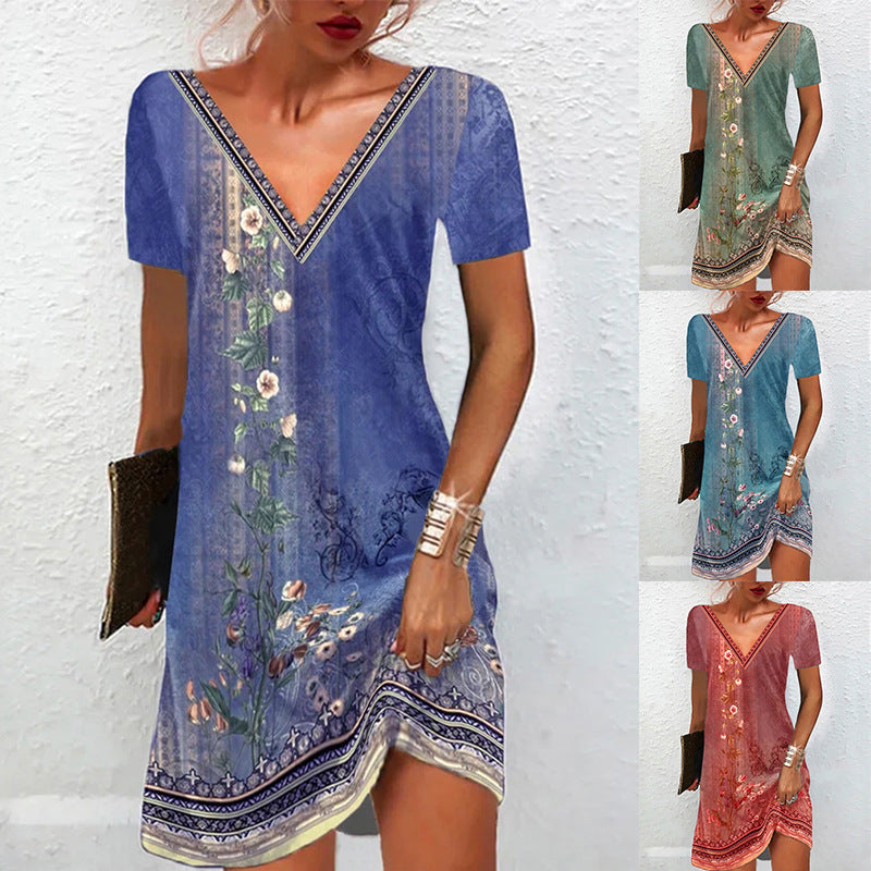 Fashion Printing Short Sleeve Dress