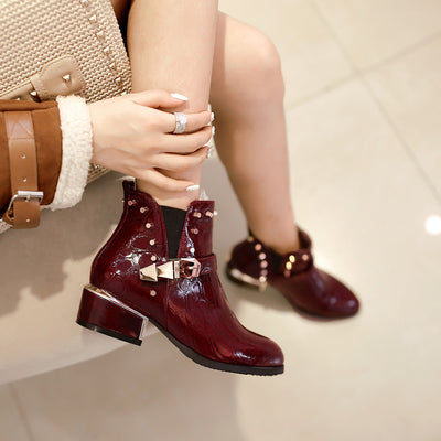 Studded Pointed Toe Ankle Boots