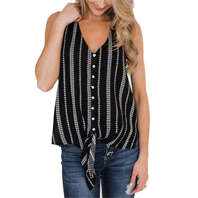 Women's Buttoned V-neck Shirt