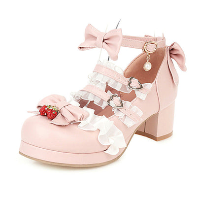 Fashion Lace Bow Middle Heels