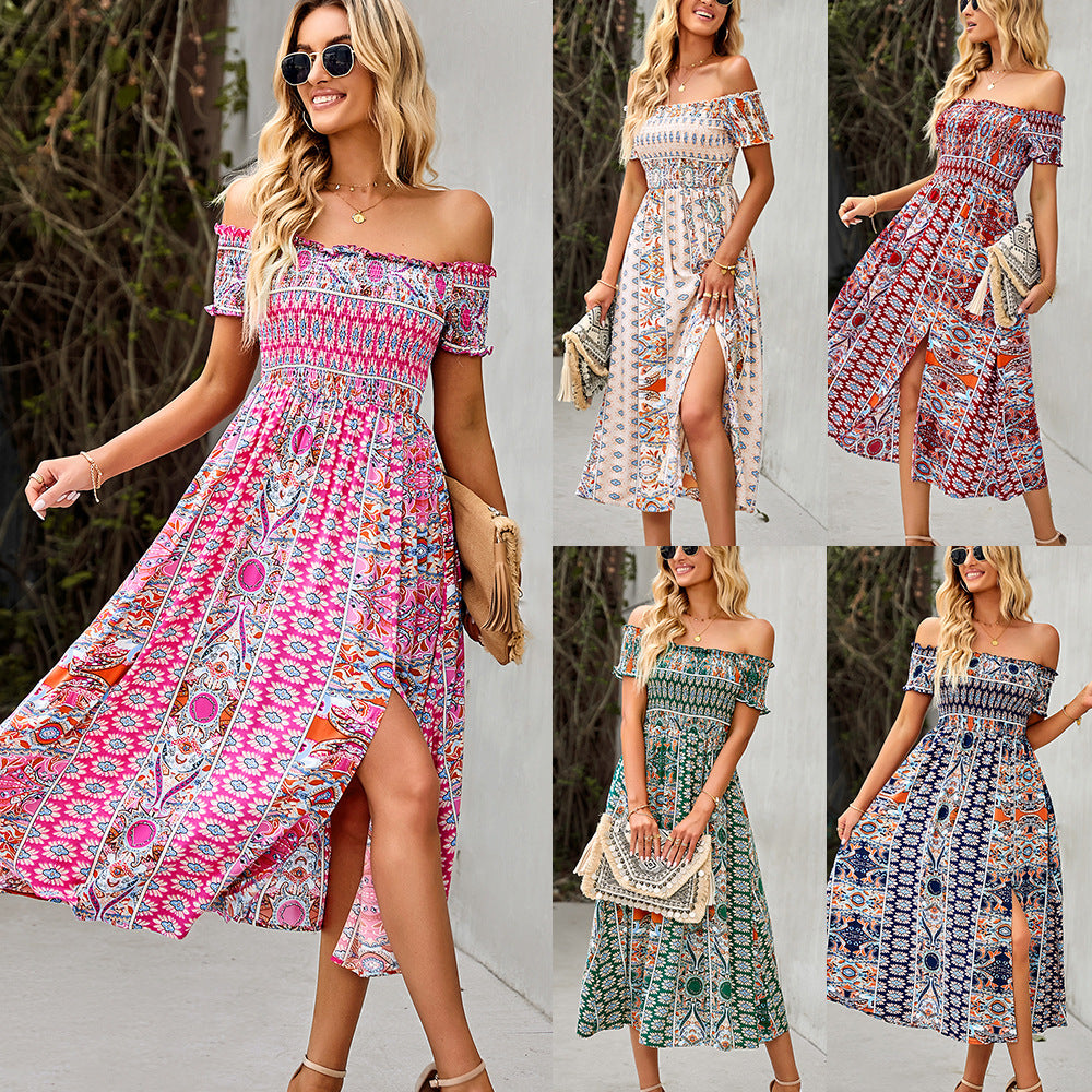 Boho Floral Print Beach Dress