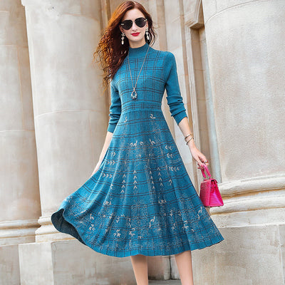 Slim Jacquard Wool Dress