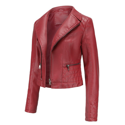 Fashion Lapel PU Leather Jacket