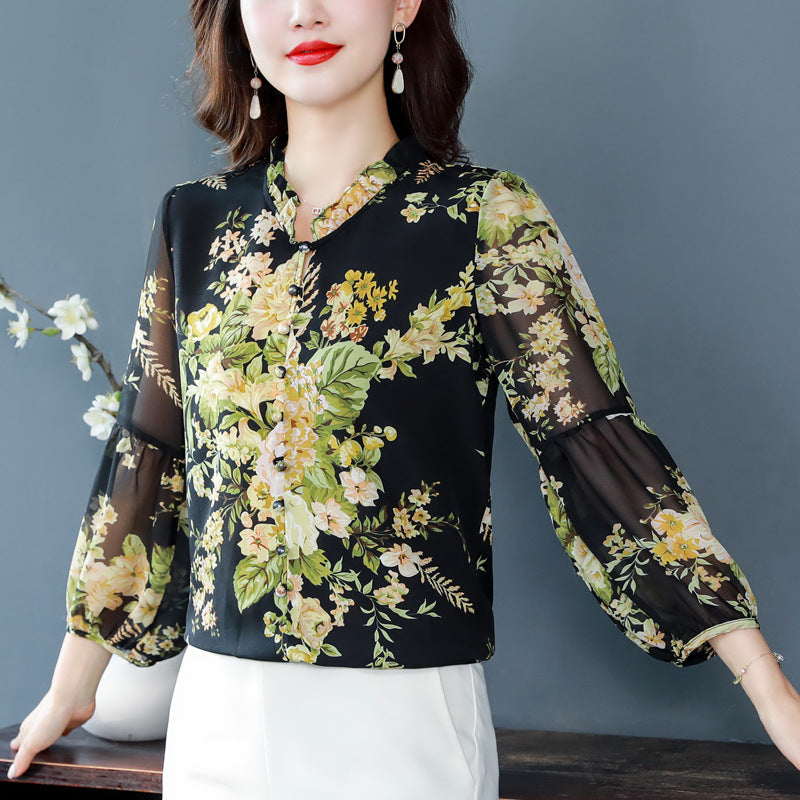 Fashionable Printed Chiffon Shirt