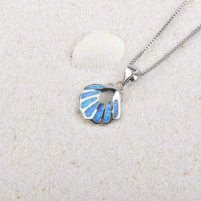 Blue Opal Shell Chain Necklace