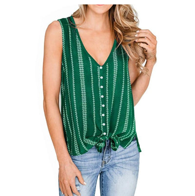 Women's Buttoned V-neck Shirt