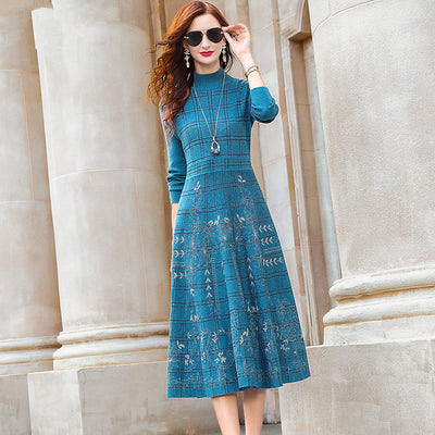 Slim Jacquard Wool Dress