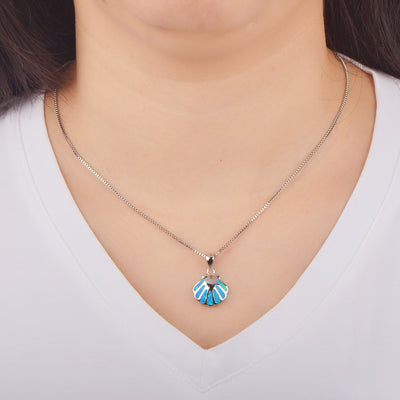 Blue Opal Shell Chain Necklace