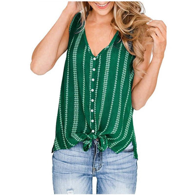 Women's Buttoned V-neck Shirt