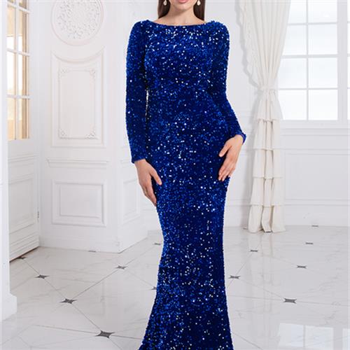 Sequin Royal Blue Evening Gown