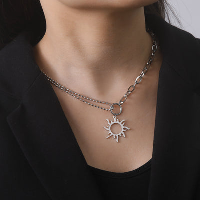 Clavicle Chain Sun Pendant Necklace