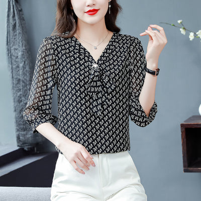 Fashion Chiffon V-neck Shirt