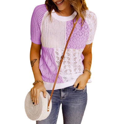 Color Block Knitted T-shirt