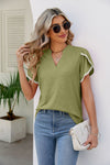 Solid Lace Petal Sleeve T-shirt