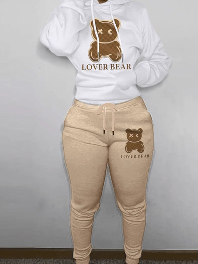 Lovely Bear Print Tracksuit