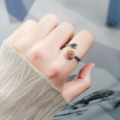 Fashion Sunflower Rotating Ring