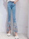 Beaded Diamond Slit Jeans