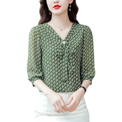 Fashion Chiffon V-neck Shirt