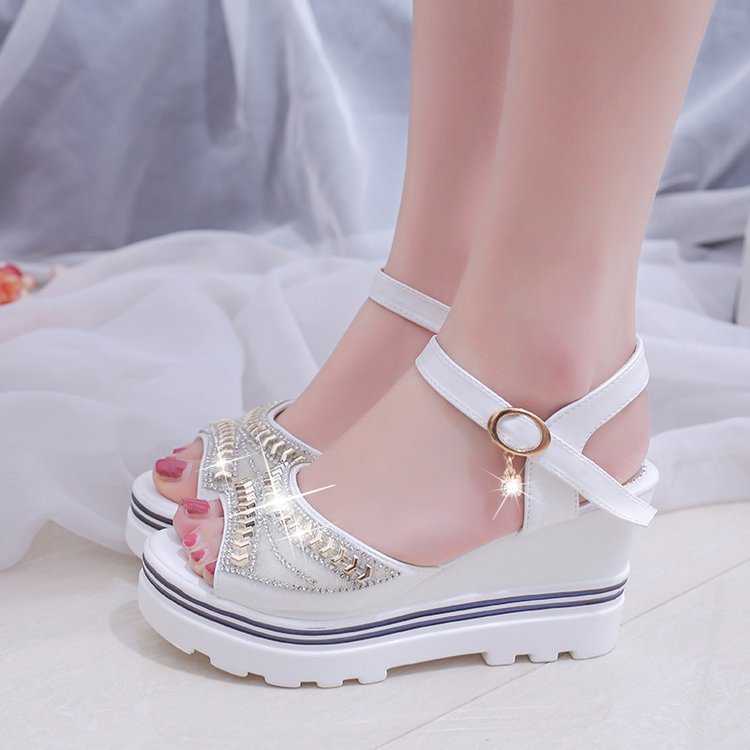 Solid Wedge Rhinestone Sandals