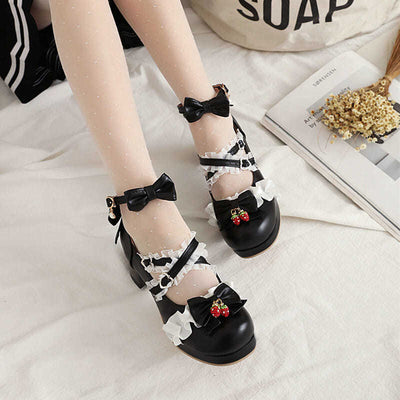 Fashion Lace Bow Middle Heels