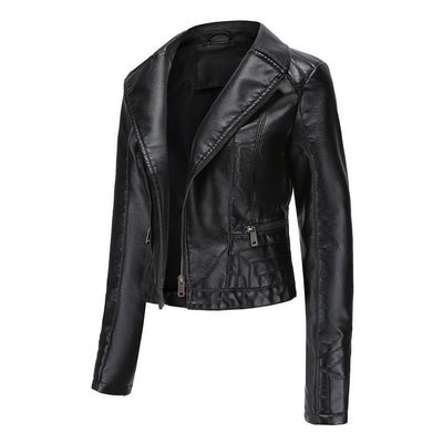 Fashion Lapel PU Leather Jacket