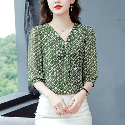 Fashion Chiffon V-neck Shirt