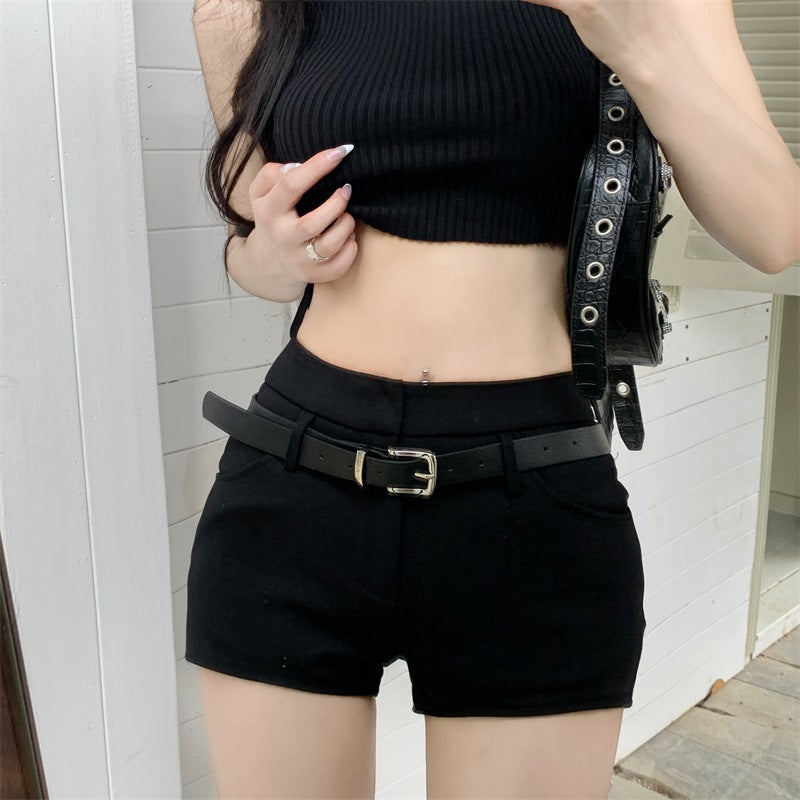 Black High Waist Little Shorts