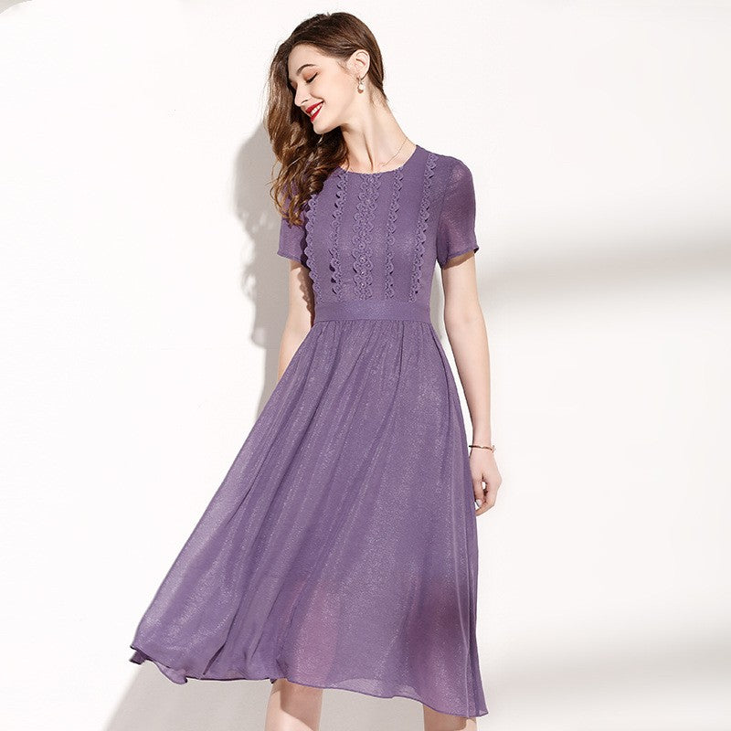 Lace Patchwork Purple Dress