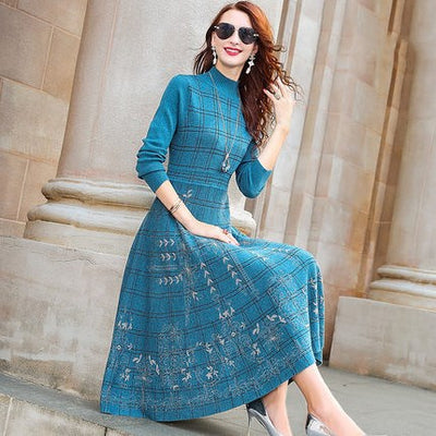 Slim Jacquard Wool Dress