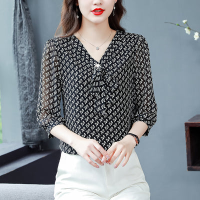 Fashion Chiffon V-neck Shirt