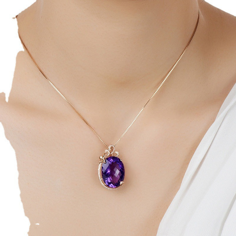 Amethyst Pendant Gemstone Necklace