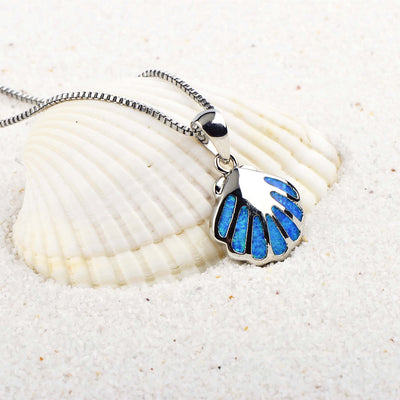 Blue Opal Shell Chain Necklace