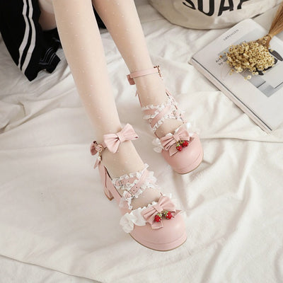 Fashion Lace Bow Middle Heels