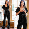 Casual Solid Color Gold Velvet Jumpsuit Women's Clothing