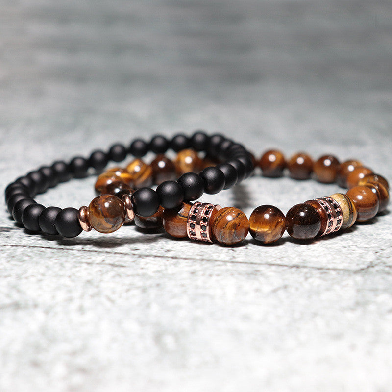 Tiger Eye Beaded Luxury Zirconia Bracelet