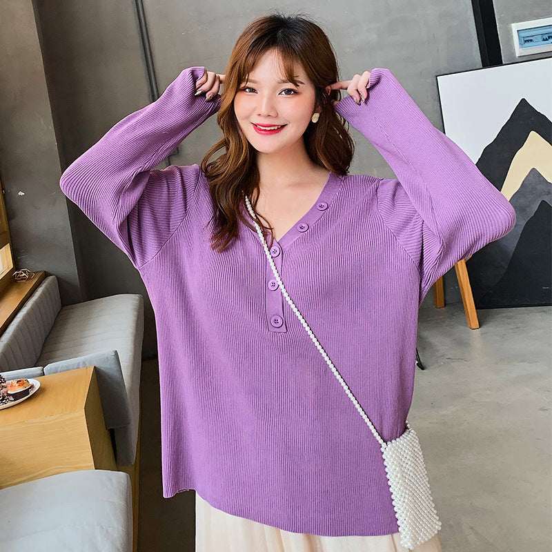 Knit sweater top women fat