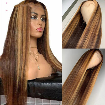 Straight Hair Women's Wigs Colored Medium