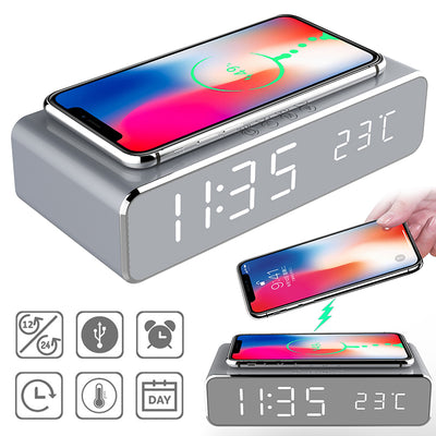 LED Electric Alarm Clock With Charger Desktop