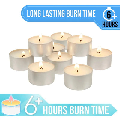 Stonebriar Unscented Long Burning Tealight Candles with 6-7 Hour Burn Time, 200 Pack, White