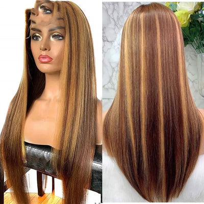 Straight Hair Women's Wigs Colored Medium